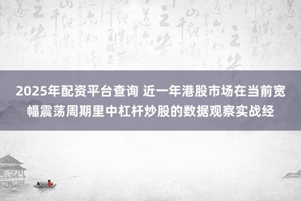 2025年配资平台查询 近一年港股市场在当前宽幅震荡周期里中杠杆炒股的数据观察实战经